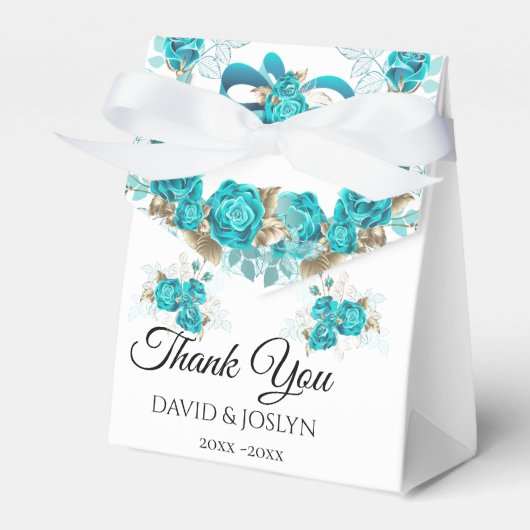 Ballotins Turquoise Moderne Anniversaire de Mariage Floral A (Verso)