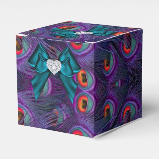 Ballotins Turquoise Plum Peacock Mariage Favor Box (Verso)