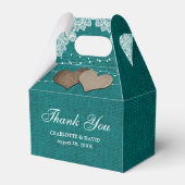 Ballotins Turquoise Rustique Burlap Lace String Mariage (Arrière)