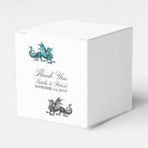 Ballotins Turquoise Silver Dragon Wedding Favor Boxes