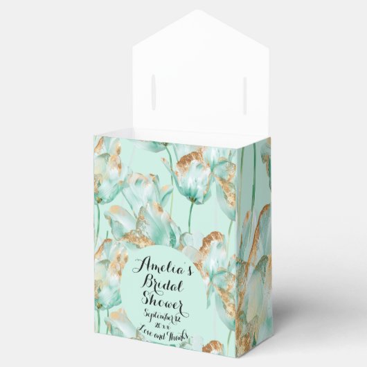 Ballotins Turquoise Tulipes Turquoise Parties scintillant or (Ouvert)