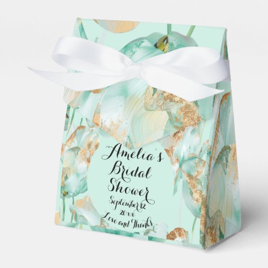 Ballotins Turquoise Tulipes Turquoise Parties scintillant or (Verso)