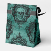 Ballotins Turquoise victorien ancien et Motif de crâne noir (Arrière)