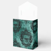 Ballotins Turquoise victorien ancien et Motif de crâne noir (Ouvert)