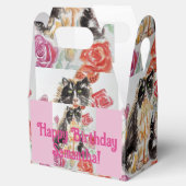 Ballotins Tuxedo Chat Cute Rose Fleurs Chats Aquarelle Rose (Ouvert)