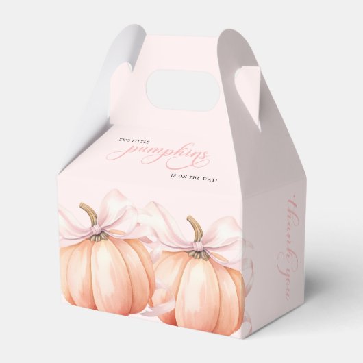 Ballotins TWIN Pink Bow Pumpkin Baby Shower Favor Box (Verso)
