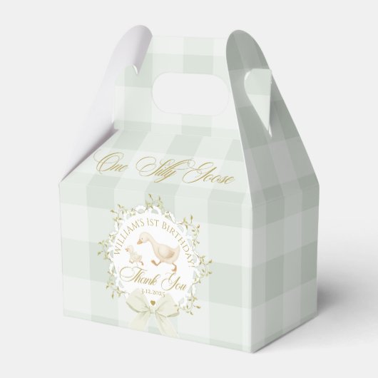 Ballotins Un anniversaire de 1 an Silly Goose vert Gingham (Verso)