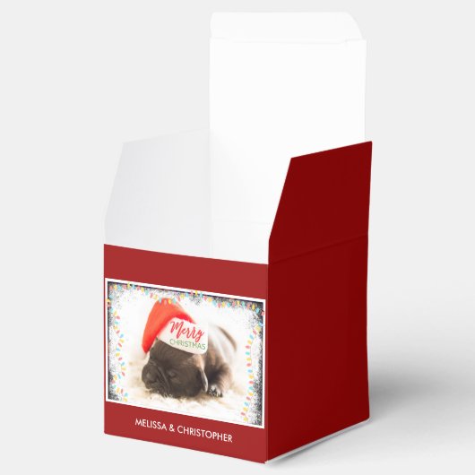 Ballotins Un mignon chien chiot dans un chapeau rouge Noël (Ouvert)