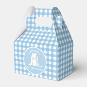 Ballotins Un petit lapin a un an bleu Gingham Anniversaire