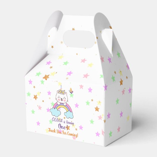 Ballotins Unicorn Cat Rainbow Pastel Stars 1er anniversaire (Arrière)