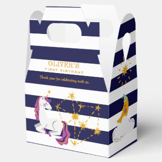 Ballotins Unicorn Moon Stars Bleu 1er anniversaire Merci
