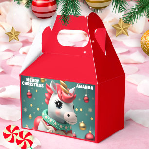 Ballotins Unicorne Noël Personnalisé Kids Party Rouge