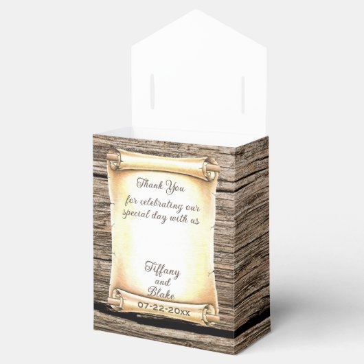 Ballotins Unique Scroll & Feather Pen mariage Favor Boxes (Ouvert)