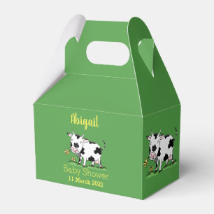 Ballotins Vache mignonne en vert dessin animé sur le terrain