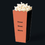 Ballotins Verona Couleur uni orange coucher de soleil<br><div class="desc">Film Popcorn Style Fête en forme Favor Box avec un personnalisable Votre texte Ici texte modèle et imprimé avec Verona Sunset Orange Solid Color par TheFabricSeal imprimer sur demande shop à Zazzle.com #ZazzleMade ©️ Original. https://www.zazzle.com/store/thefabricseal L'amour est dans l'air avec Verona Sunset belle couleur orange punchy nommé d'après la ville...</div>