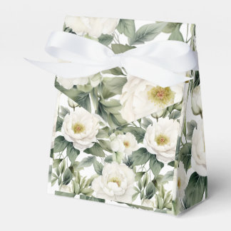 Ballotins Vert Blanc Floral Mariage Favor Box