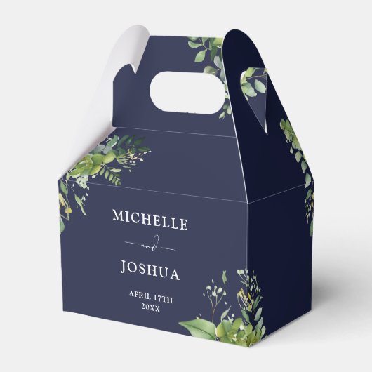 Ballotins Vert Floral Moderne Marine Mariage bleu (Arrière)