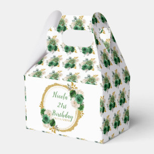 Ballotins Vert foncé et or Fleurs élégantes Anniversaire