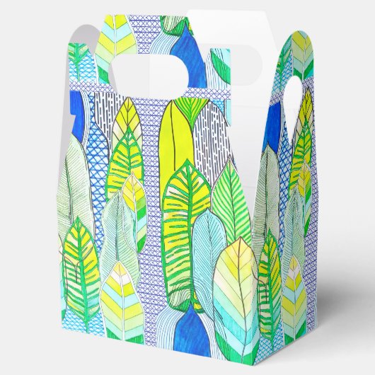 Ballotins Vert Jaune mignon Moderne Tropical Boho Feuille (Ouvert)