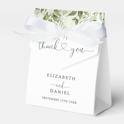 Ballotins Vert moderne Floral Heart Mariage Script (Verso)