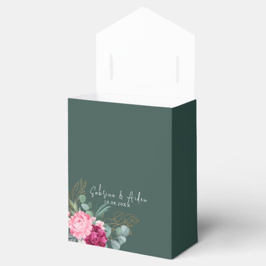 Ballotins Vert simple surface | Mariage floral rose pâle (Ouvert)