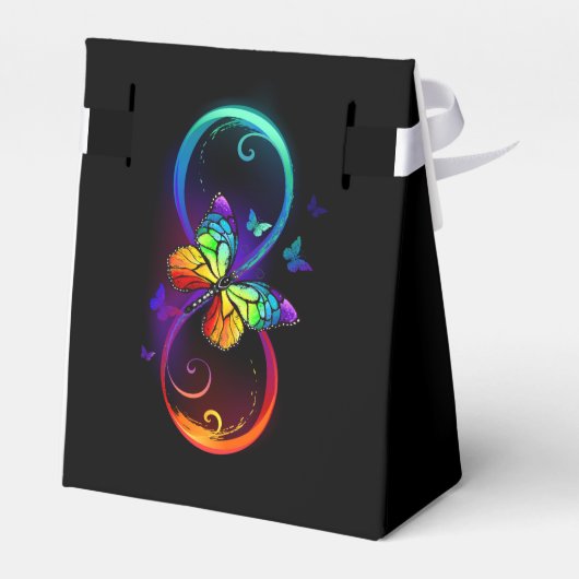 Ballotins Vibrant infinity with rainbow butterfly on black (Arrière)