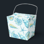 Ballotins Vie marine nautique bleue et jaune<br><div class="desc">Boîte à faveurs à thème créatures océaniques à l'aquarelle.</div>