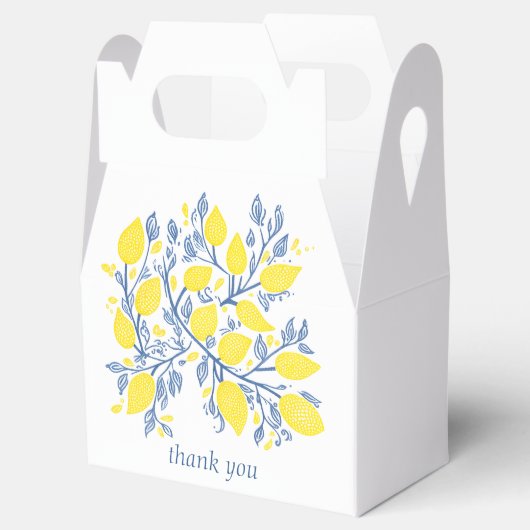 Ballotins Vignes citronnées bleues et jaunes boîte de mariag (Ouvert)