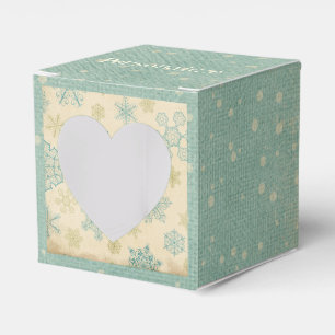 Ballotins Vintage hiver flocon rayé crème turquoise or