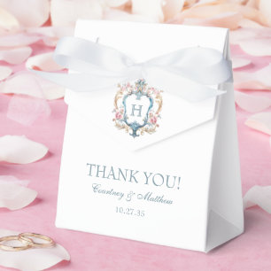 Ballotins Vintage Monogramme Crest Floral Mariage Merci