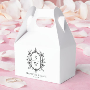 Ballotins Vintage noir, blanc crête florale mariage