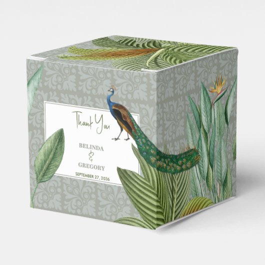 Ballotins Vintage Peacock Feather Tropical Greenery Mariage (Verso)