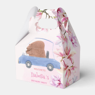 Ballotins Voiture de course Ours Bleu Fleur Tropicale Fête d