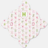 Ballotins Watercolor Pink & Green Bow Mahjong Tiles Monogram (Déplié)
