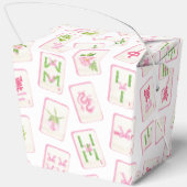 Ballotins Watercolor Pink & Green Bow Mahjong Tiles Monogram (Verso)