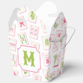 Ballotins Watercolor Pink & Green Bow Mahjong Tiles Monogram (Ouvrir)
