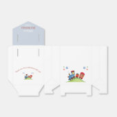 Ballotins Watercolor Train Red Blue fête d'anniversaire (Déplié)