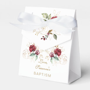 Ballotins Whimsical Bourgogne Or Fleurs Monogramme Baptême
