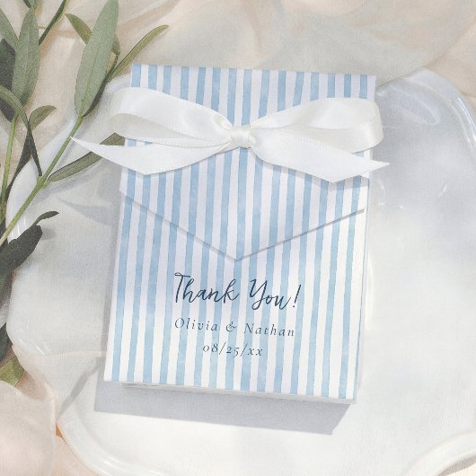 Ballotins Whimsical Retro Blue Stripes Thank You Wedding
