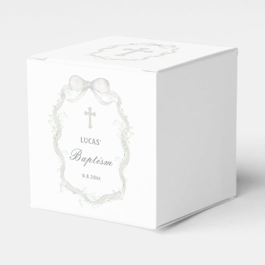 Ballotins White Ribbon Baby's Breath Baptism Cube (Verso)