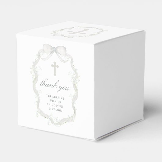 Ballotins White Ribbon Baby's Breath Baptism Cube (Arrière)