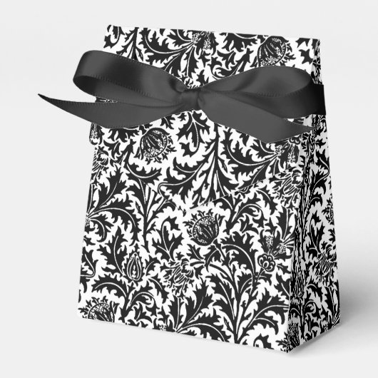 Ballotins William Morris Thistle Damask, noir sur blanc (Verso)