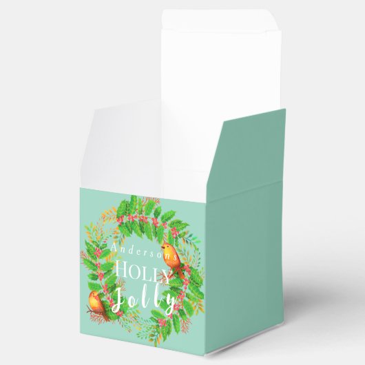 Ballotins Wreath Holly Jolly Famille Lumière Turquoise (Ouvert)