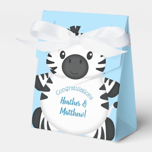 Ballotins Zebra Baby shower Safari Blue Boy (Verso)