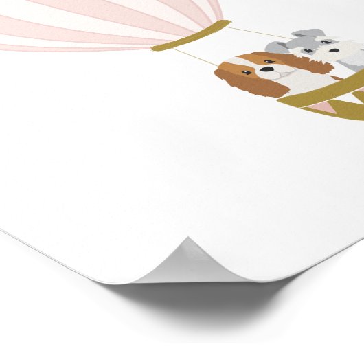 Ballotte à air chaud rose avec Poster pour chien (Coin)