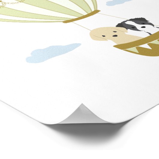 Ballotte à air chaud vert avec puppies Poster de p (Coin)