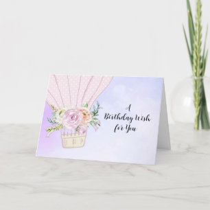 Ballotte à air chaud violet carte d'anniversaire