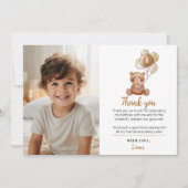 Ballotte à ours Brown Anniversaire Carte de remerc (Devant)
