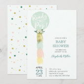 Ballotte bleue avec invitation Baby shower Tassel (Devant / Derrière)