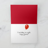 Ballotte d'anniversaire avec cheveux sur carte rou (Intérieur)